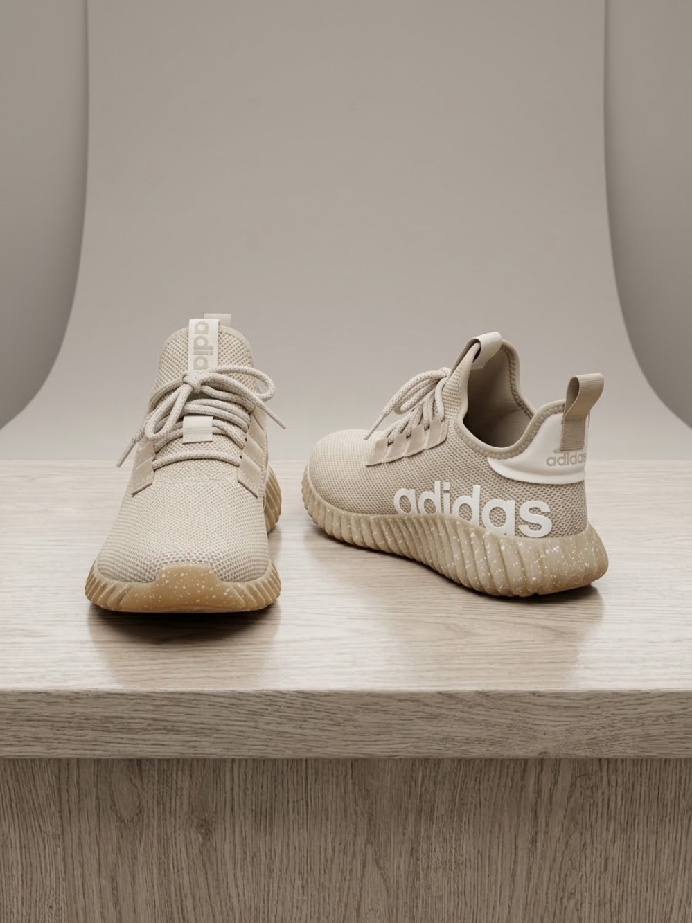 adidas Beige Knit Sneakers with Gum Sole
